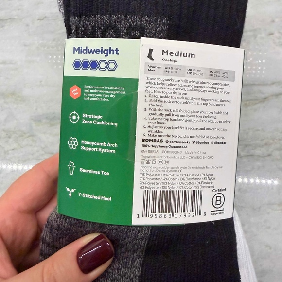 BombasBombas Women’s Compression Socks 20-30 mmHg Knee High Medium 3-Pack NWT - Picture 5 of 7